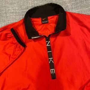 Nike Vintage Quarter Zip Windbreaker Mens Large Red Black Pullover Jacket